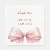 Sweet 16 pink bow elegant modern luncheon servet (Voorkant)