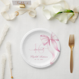 Sweet 16 Pink Bow Paper Plates Papieren Bordje