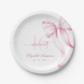 Sweet 16 Pink Bow Paper Plates Papieren Bordje (Voorkant)