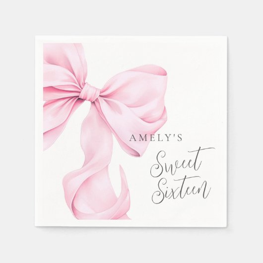 Sweet 16 Pink Bow Papier servet (Voorkant)