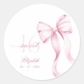 Sweet 16 Pink Bow Stickers (Voorkant)