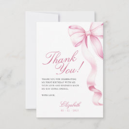 Sweet 16 Pink Bow Thank You Card Bedankkaart