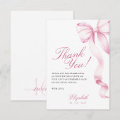 Sweet 16 Pink Bow Thank You Card Bedankkaart (Voorkant / Achterkant)