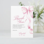 Sweet 16 Pink Bow Thank You Card Bedankkaart (Staand voorkant)