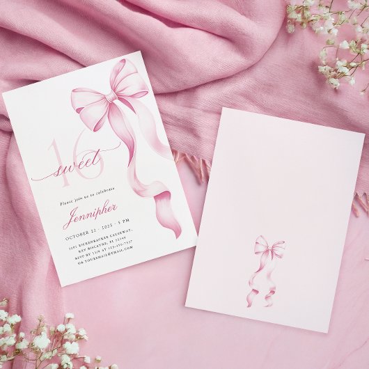 Sweet 16 Pink Bow Verjaardag Kaart