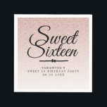 Sweet 16 Pink Glitter Ombre Custom 16th Birthday Servet<br><div class="desc">Een modern, sprankelend Sweet 16 verjaardagsfeestje servet is voorzien van een blush roze glitter ombre patroon en de tekst "Sweet Sixteen" in zwarte handgeschreven chique script kalligrafie. Pas eenvoudig de zoete zestien servet aan met jouw naam. Perfect voor een glamoureuze Sweet Sixteen, perfect voor haar, de fashionista die houdt van...</div>