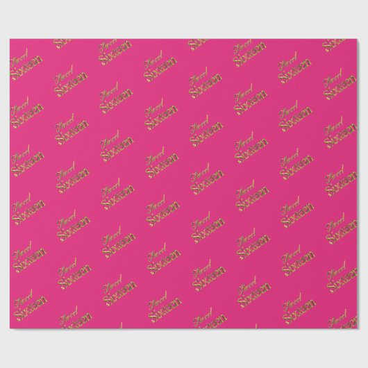 Sweet 16 Pink Gold Typography Pattern Elegant Cadeaupapier (Vlak)