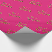 Sweet 16 Pink Gold Typography Pattern Elegant Cadeaupapier (Hoek)