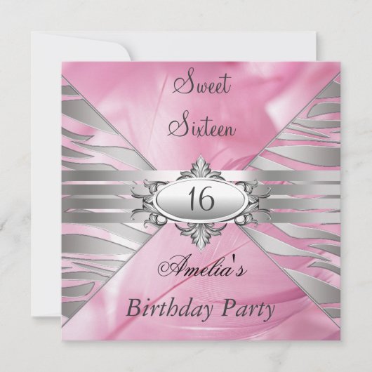 Sweet 16 Pink Invitation Kaart (Voorkant)