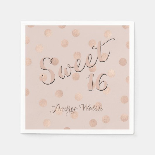 Sweet 16 Pink Rose Gold Confetti | Sweet Sixteen Servetten (Voorkant)