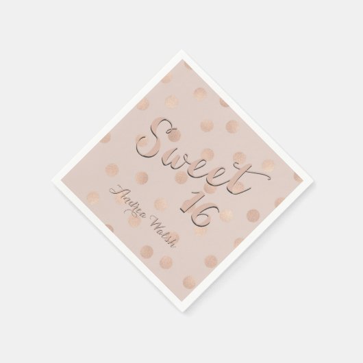 Sweet 16 Pink Rose Gold Confetti | Sweet Sixteen Servetten (Hoek)