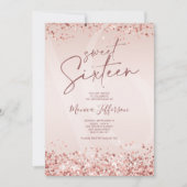 Sweet 16 Pink Rose Gold Uitnodiging (Voorkant)