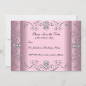 Sweet 16 Pink Silver Elegant Save The Date (Achterkant)