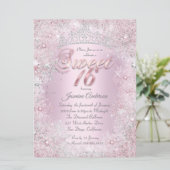 Sweet 16 Pink Silver Winter Wonderland Tiara Kaart (Staand voorkant)