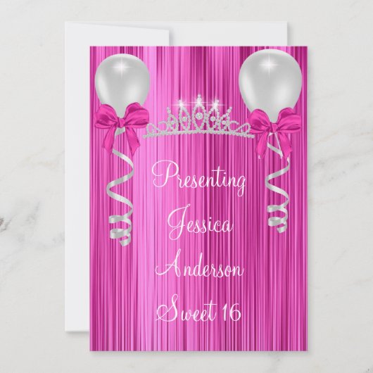 Sweet 16 Pink White Silver Jewel Tiara Formal Kaart (Voorkant)