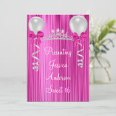 Sweet 16 Pink White Silver Jewel Tiara Formal Kaart (Staand voorkant)