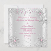  Sweet 16 Pink White Winter Wonderland Kaart (Achterkant)