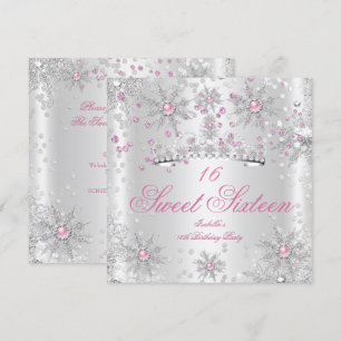  Sweet 16 Pink White Winter Wonderland Kaart