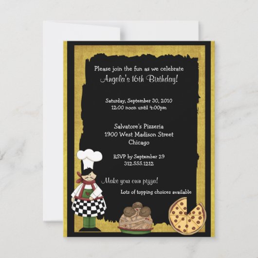 Sweet 16 Pizza Party Invitation Kaart (Voorkant)