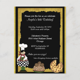 Sweet 16 Pizza Party Invitation Kaart