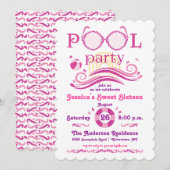 Sweet 16 Pool Party Invitation Kaart (Voorkant / Achterkant)