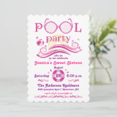 Sweet 16 Pool Party Invitation Kaart (Staand voorkant)