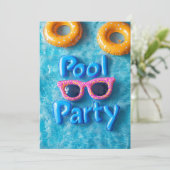 Sweet 16 Pool Party Roze Zonnebril Gele Tubes Kaart (Staand voorkant)