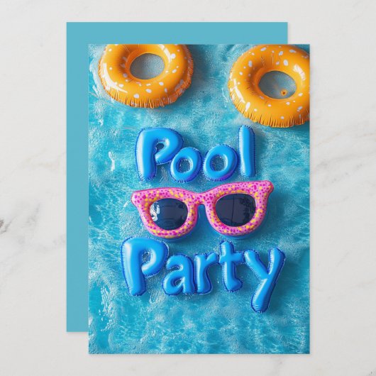 Sweet 16 Pool Party Roze Zonnebril Gele Tubes Kaart (Voorkant / Achterkant)