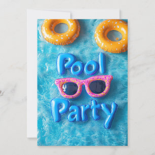 Sweet 16 Pool Party Roze Zonnebril Gele Tubes Kaart