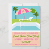Sweet 16 Pool Party Tropisch zwembad Kaart (Voorkant)
