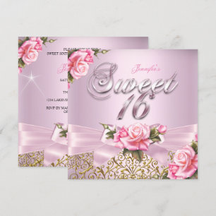Sweet 16 Pretty Pink Roze Boog Verjaardagsfeestje Kaart
