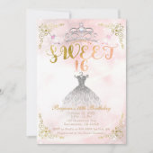 SWEET 16 Princess Pink Sparkle Verjaardagsfeestje Kaart (Voorkant)