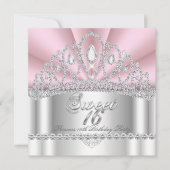 Sweet 16 Princess Pink White Diamond Tiara Kaart (Voorkant)