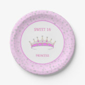 Sweet 16 Princess Tiara & Stars Confetti Papieren Bordje (Voorkant)