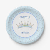Sweet 16 Princess Tiara & Stars Confetti Papieren Bordje (Voorkant)