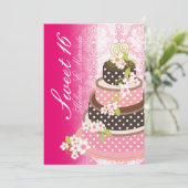 Sweet 16/prinses/4-tier roze chocoladetaart kaart (Staand voorkant)