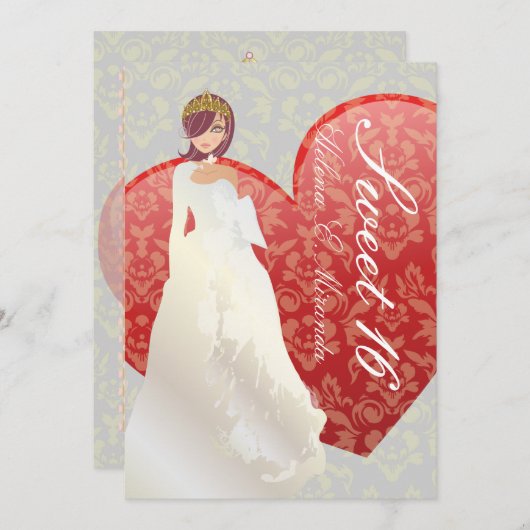 Sweet 16/prinses + hardemper kaart (Voorkant / Achterkant)