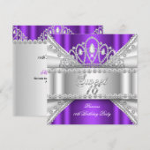 Sweet 16 Prinses Paars White Diamond Tiara Kaart (Voorkant / Achterkant)