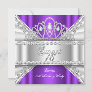 Sweet 16 Prinses Paars Witte Diamant Tiara Kaart