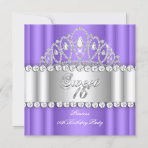 Sweet 16 Prinses Paars Witte Diamanten Tiara Kaart