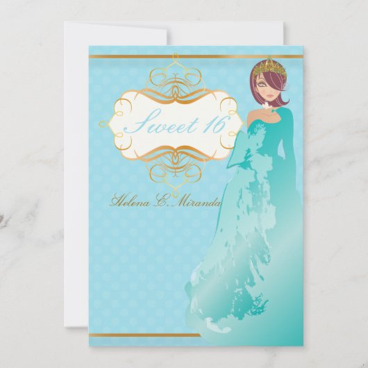 Sweet 16/prinses/polka dots kaart (Voorkant)