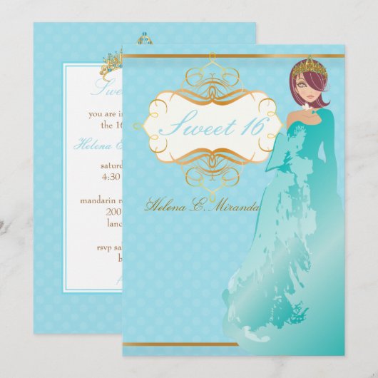 Sweet 16/prinses/polka dots kaart (Voorkant / Achterkant)