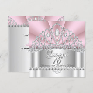 Sweet 16 Prinses Roze Witte Diamanten Tiara Kaart