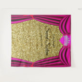 Sweet 16 Prinsessen Kroon Roze Gordijn Gouden Glit Wandkleed (Voorkant (horizontaal))