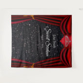 Sweet 16 Prinsessen Tiara Rood Gordijn Zwart Glitt Wandkleed (Voorkant (horizontaal))