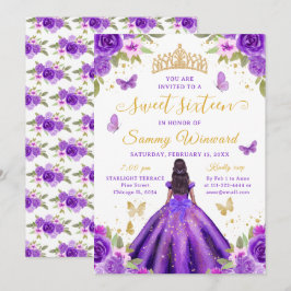 Sweet 16 Purple Princess African American Girl Kaart