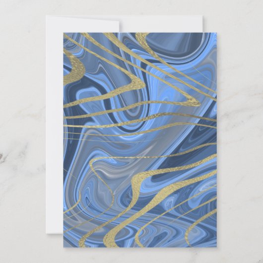 Sweet 16 | Quince Marble Liquid Blue Faux Gold Kaart (Achterkant)