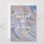 Sweet 16 | Quince Marble Liquid Blue Roze Kaart (Voorkant)