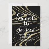 Sweet 16 | Quince Marble Liquid Faux Gold Zebra Kaart (Voorkant)