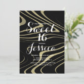 Sweet 16 | Quince Marble Liquid Faux Gold Zebra Kaart (Staand voorkant)